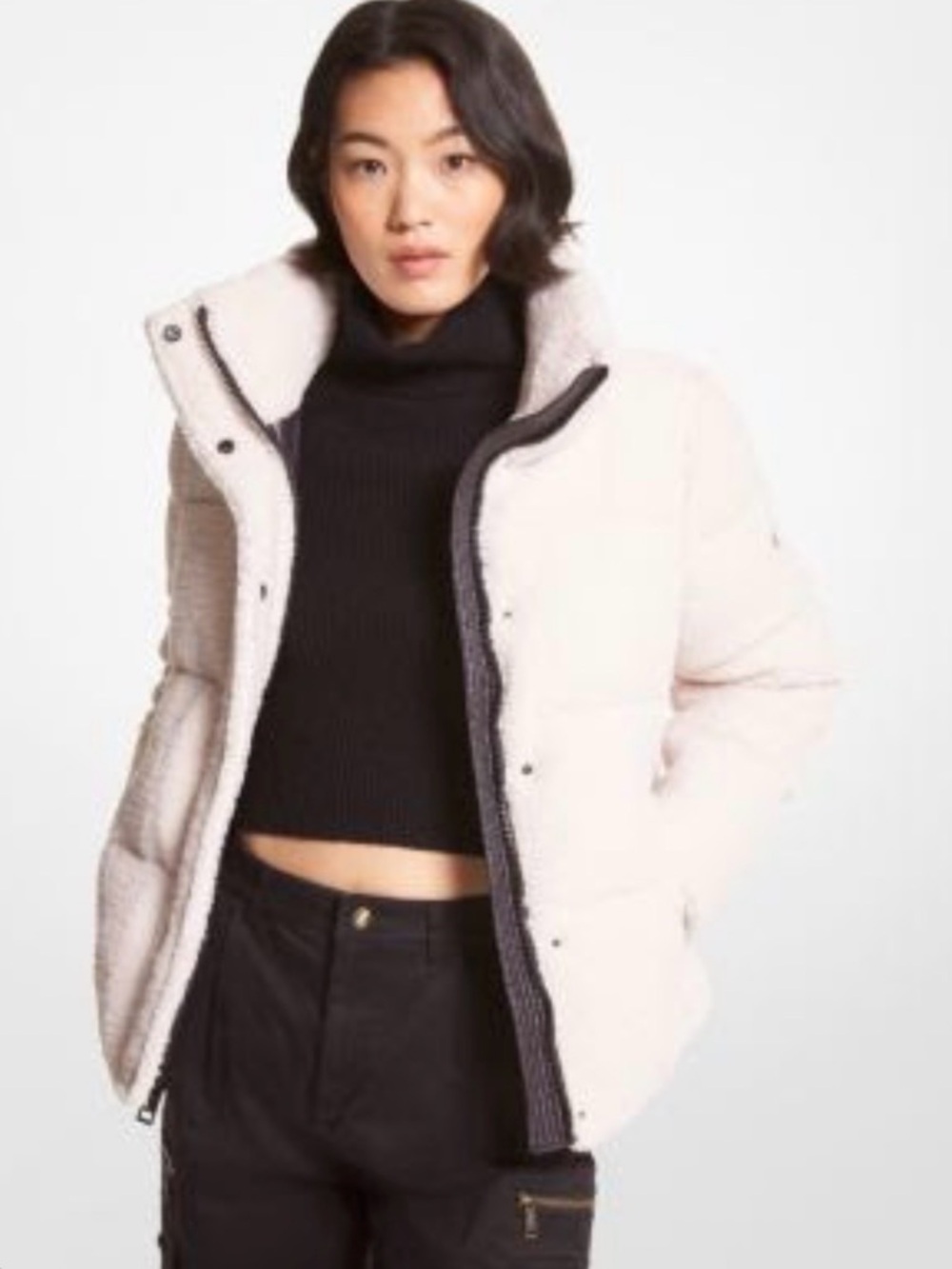 Michael Kors Cream Teddy Puffer Jacket